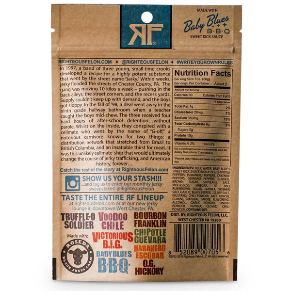 Baby Blues BBQ Beef Jerky 2 oz - B&T Pantry - Bawston & Tucker - Pantry