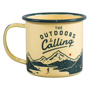 Outdoors is Calling Enamel Mug - 11 oz - B&T Home Goods - Bawston & Tucker - Mugs