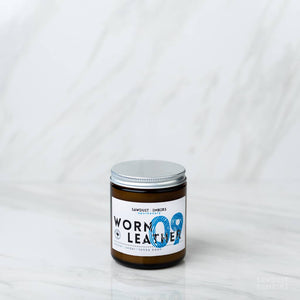 Worn Leather Apothecary Candle 8.5 oz - B&T Home Goods - Bawston & Tucker - 